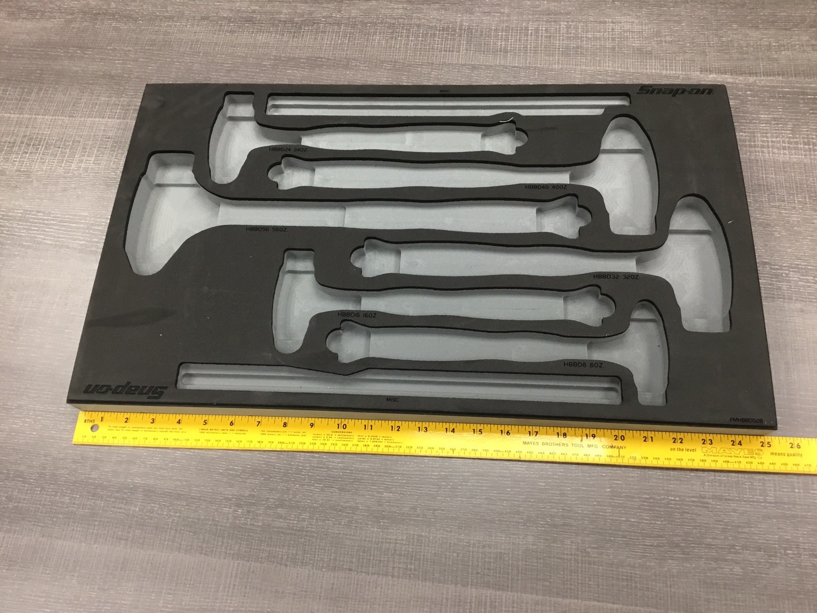 Snap-On Gray Grey Hammer Foam Insert TRAY ONLY – NO TOOLS FMHBBD002B