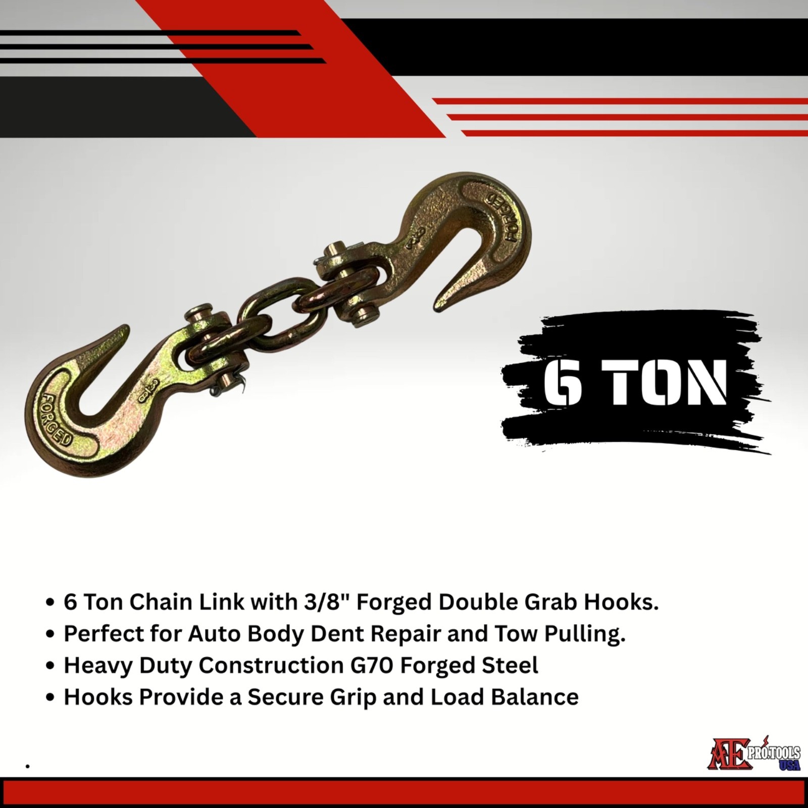 [2pc] 6 Ton Double Grab Hook Chain Joint | 5/16″ or 3/8″ Chain Compatibility