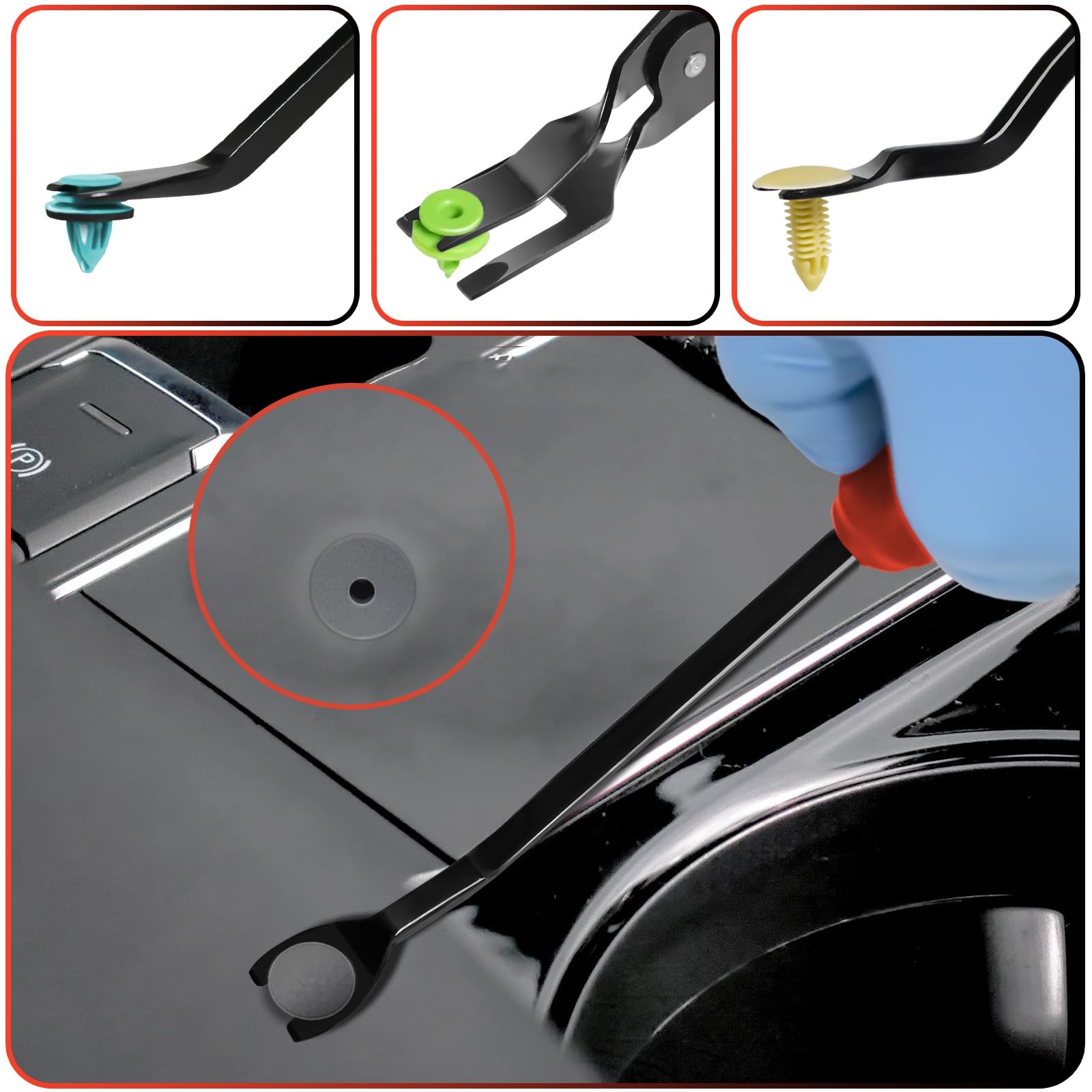 3 Pcs Auto Clip Pliers Set and Fastener Remover,Car Rivet Removal Pry Tool
