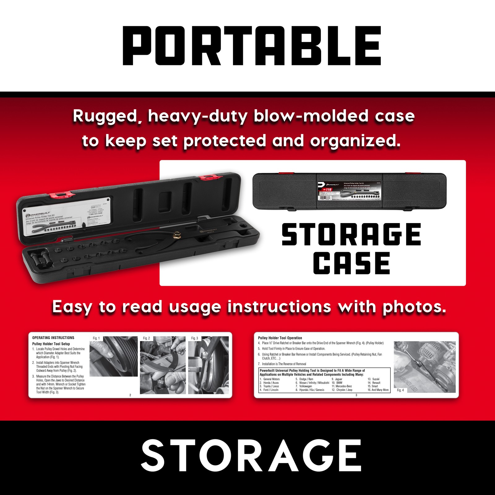 Powerbuilt Universal Pulley Holder Tool Kit – 647876