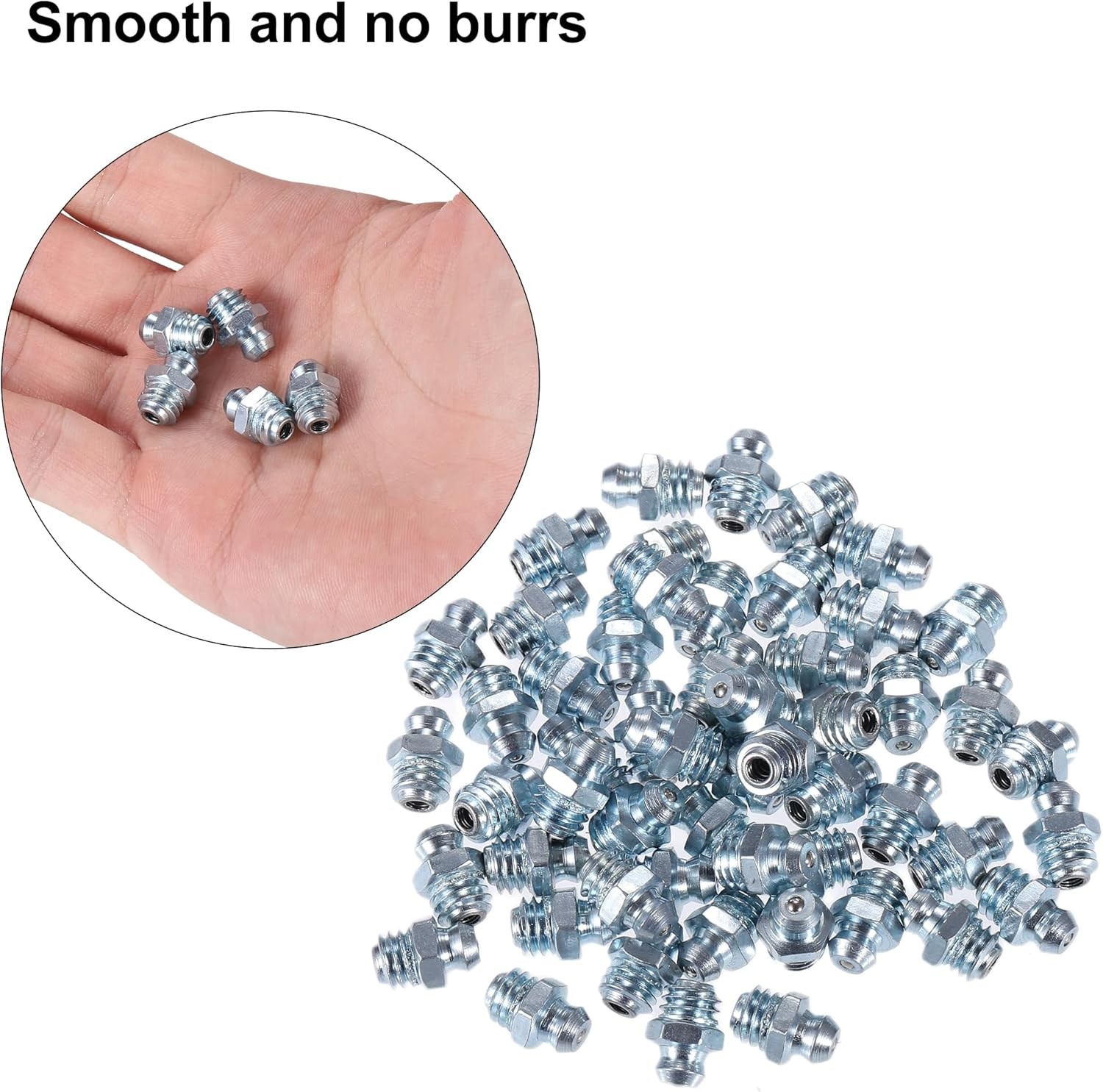 X AUTOHAUX 50 Pcs M8x1.25 Grease Nipple Fitting Straight M8x1.25, Silver Tone