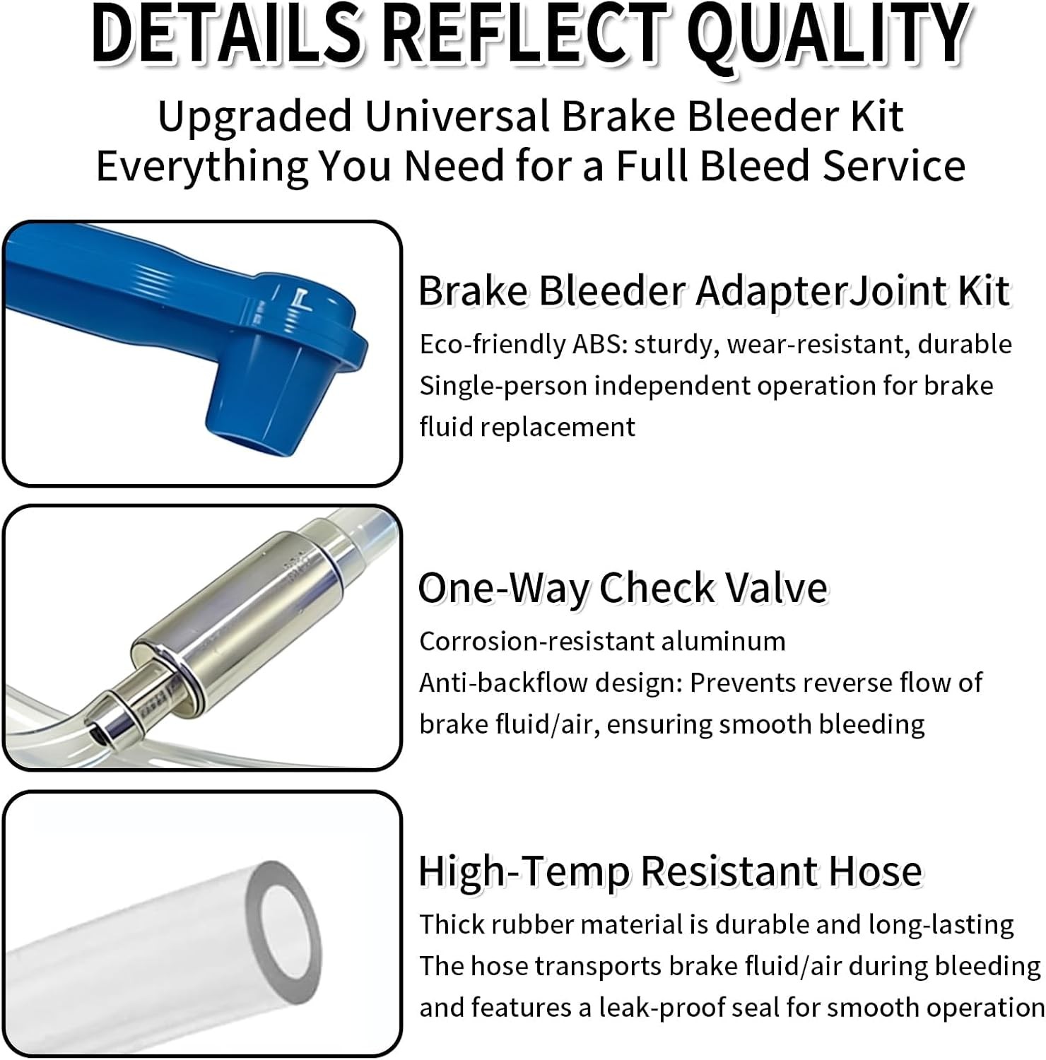 Universal Brake Bleeder Kit One Way Check Valve, 1 Pack