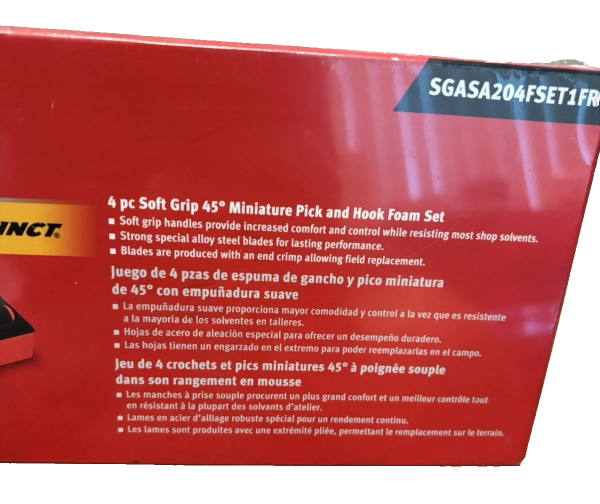 New Snap-on™ SGASA204FSET1FR 4pc Red Mini Soft Grip Pick & Hook Foam Set SEALed