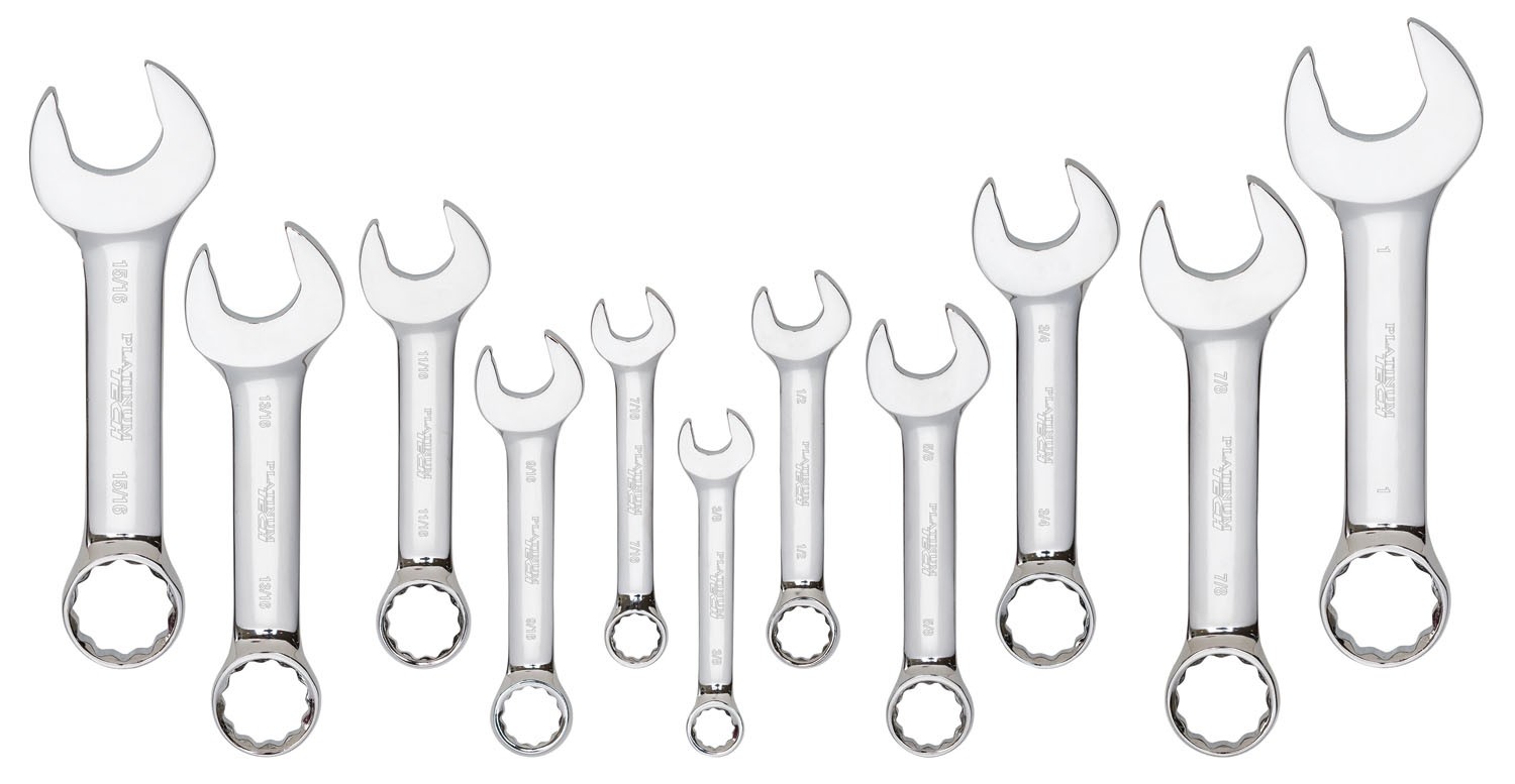 Platinum Tools PLT-99505 11 Pc. Sae Stubby Full Polished Combination Wrench Set