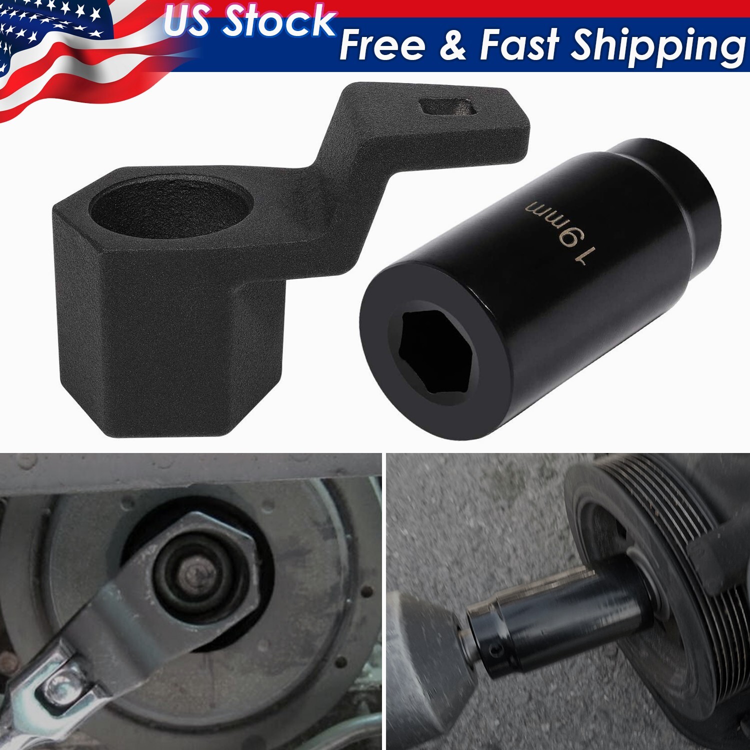 19mm Harmonic Balancer Socket & 50mm Crankshaft Pulley Wrench for Honda/ Acura
