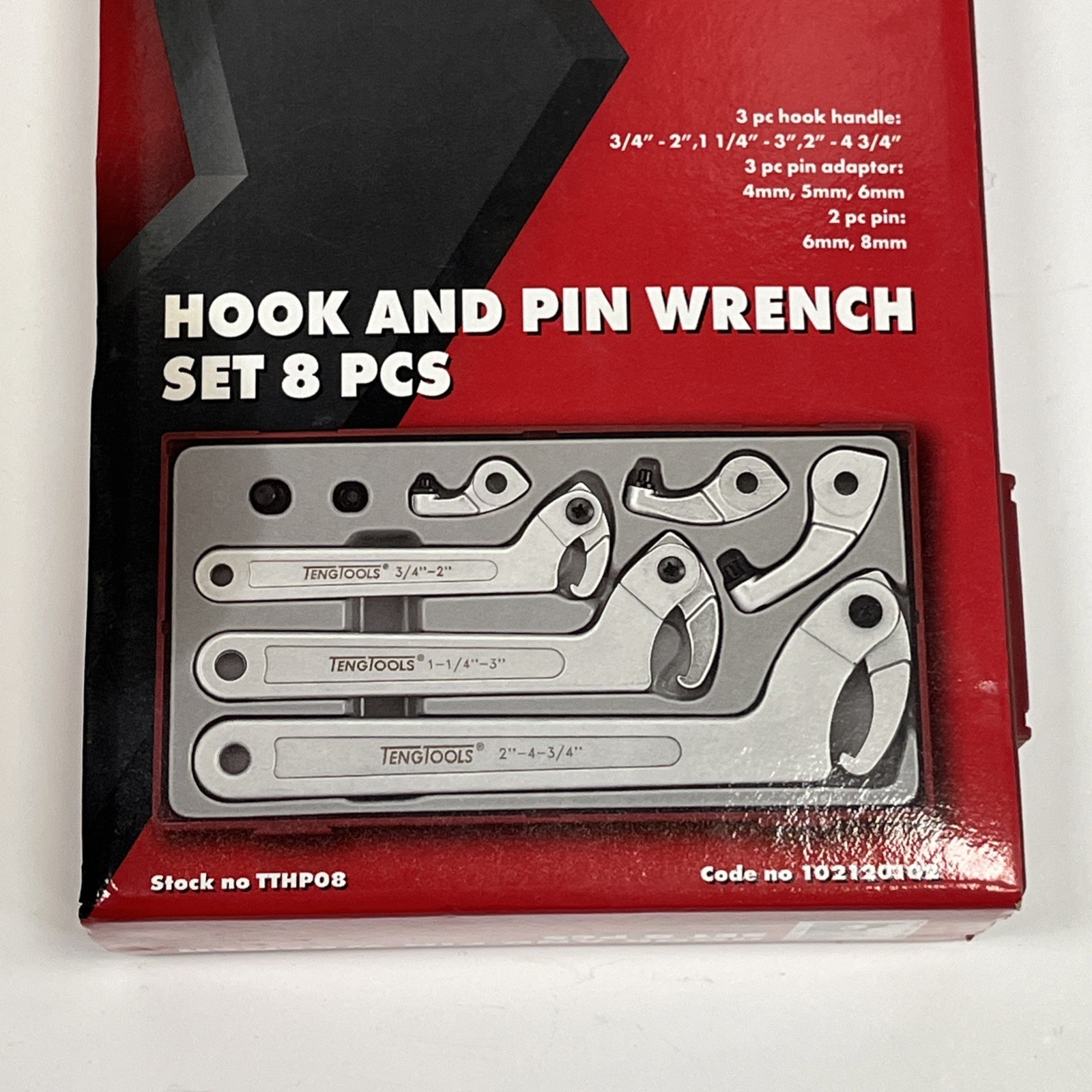 Teng Tools 8 Piece Hook & Pin Spanner Wrench Set In Tool Box Tray TTHP08