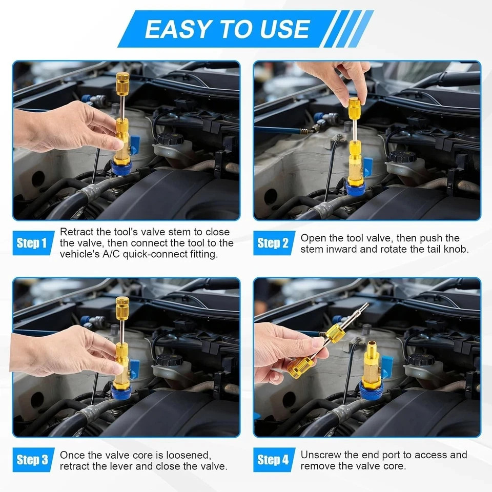 31Pcs R134A A/C Car Air Conditioning Valve Core Remover Tool High Low Pressure..