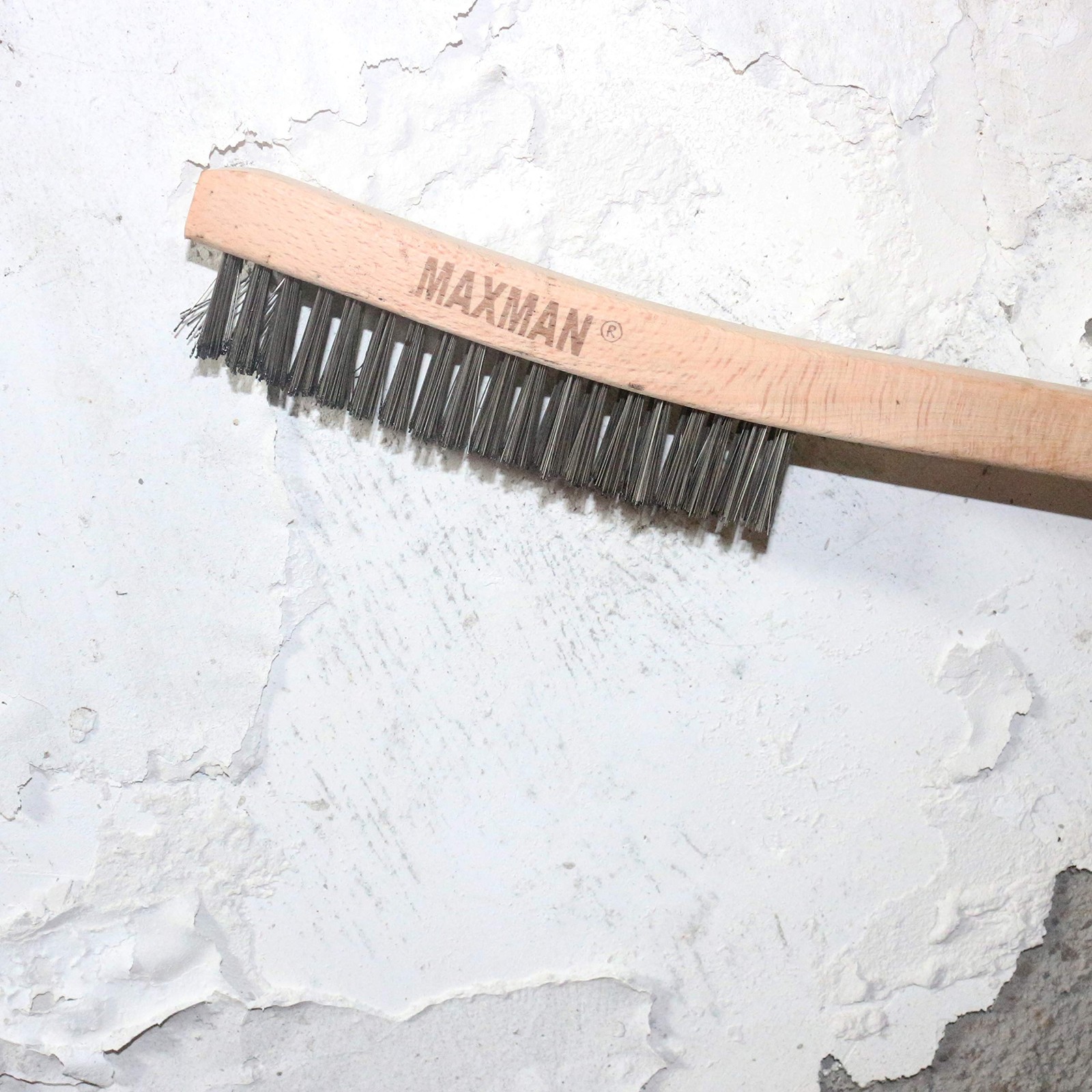 MAXMAN Wire Brush, Heavy Duty Carbon Steel and Medium, Black silver