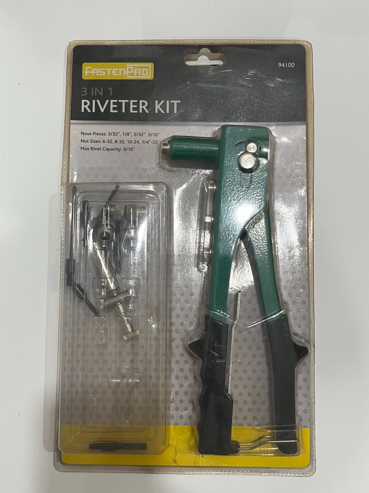Threaded & Regular Blind Rivet Gun Kit 3/32″ 1/8″ 5/32″ 3/16″ Nose Pieces 4 Nut