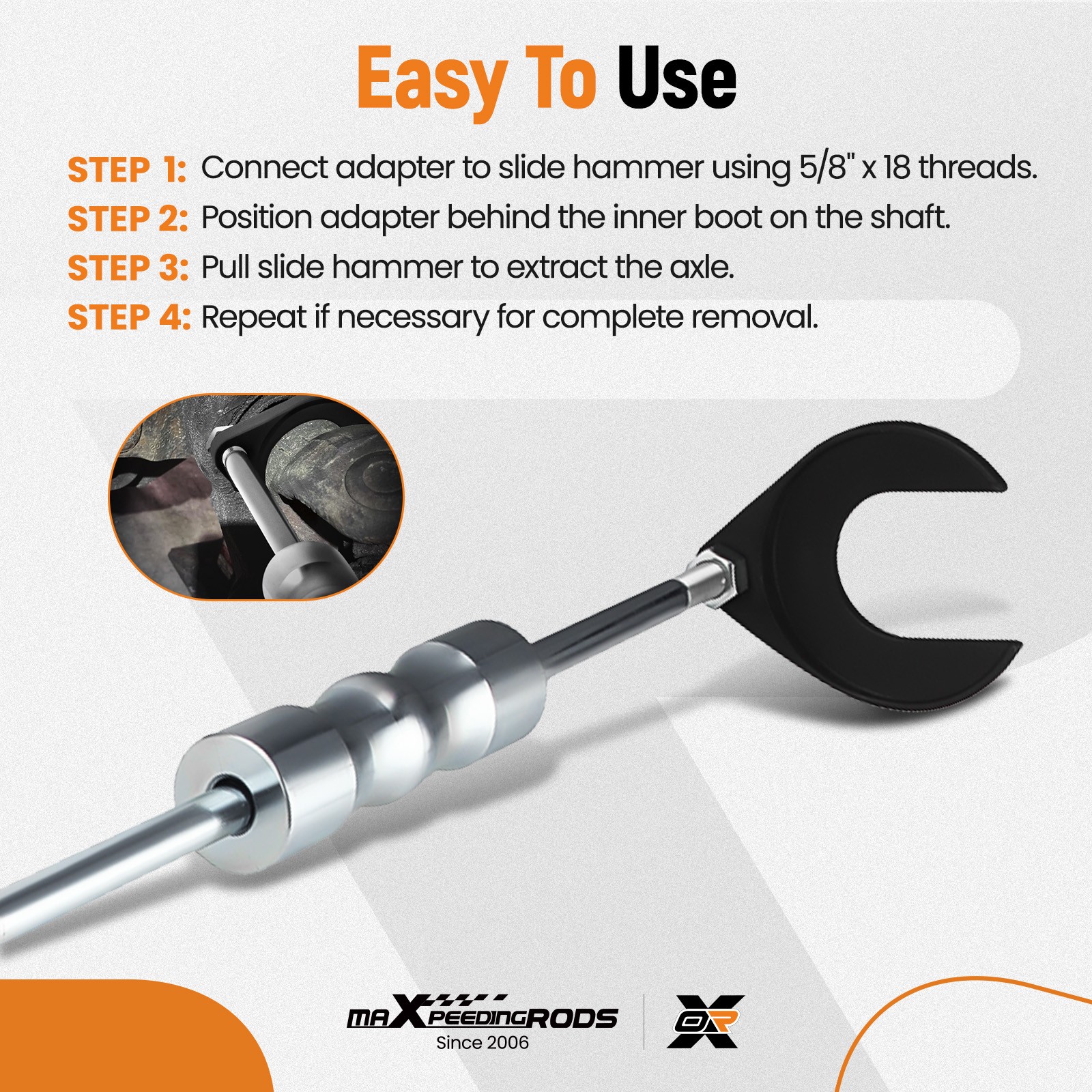 48mm Inner CV Axle Puller Removal Tool CV Joint Fork for 5/8″-18 Slide Hammer