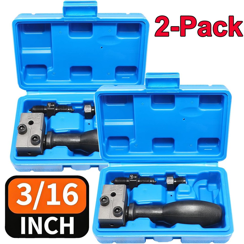 2 Pack 3/16″ Car Brake Line Double Flaring Kit Handheld Pipe Flares Tool+Storage