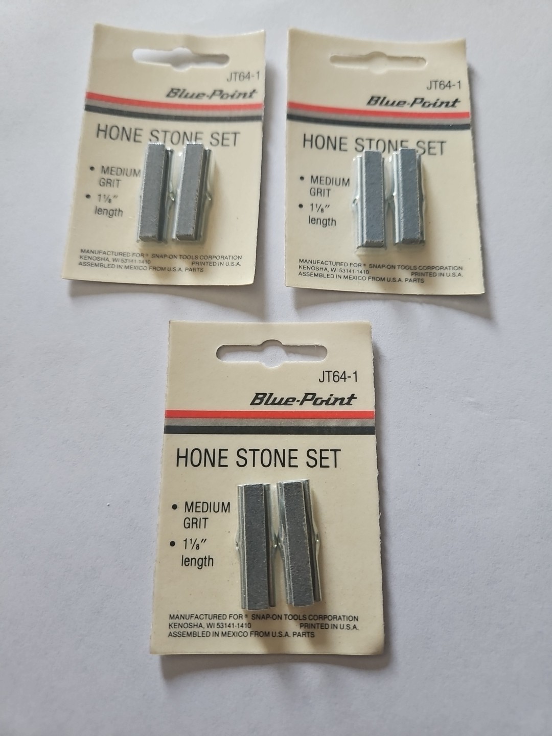 Blue-Point JT64-1 Hone Stone Set 2-Arm Medium Grit 1 1/8″ Lots Of 3