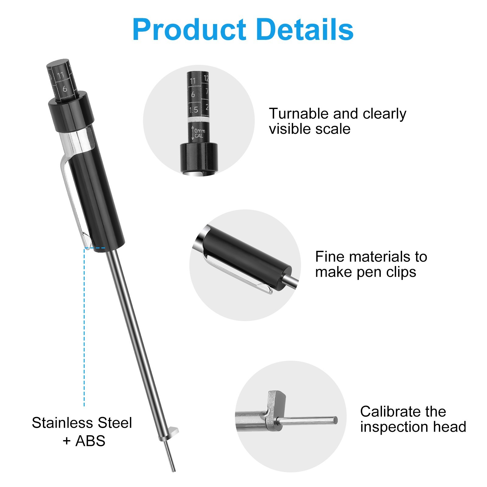 1/2/3pc Car Brake Pad Thickness Measure Tool Brake Shoe Gauge Tester with Scale