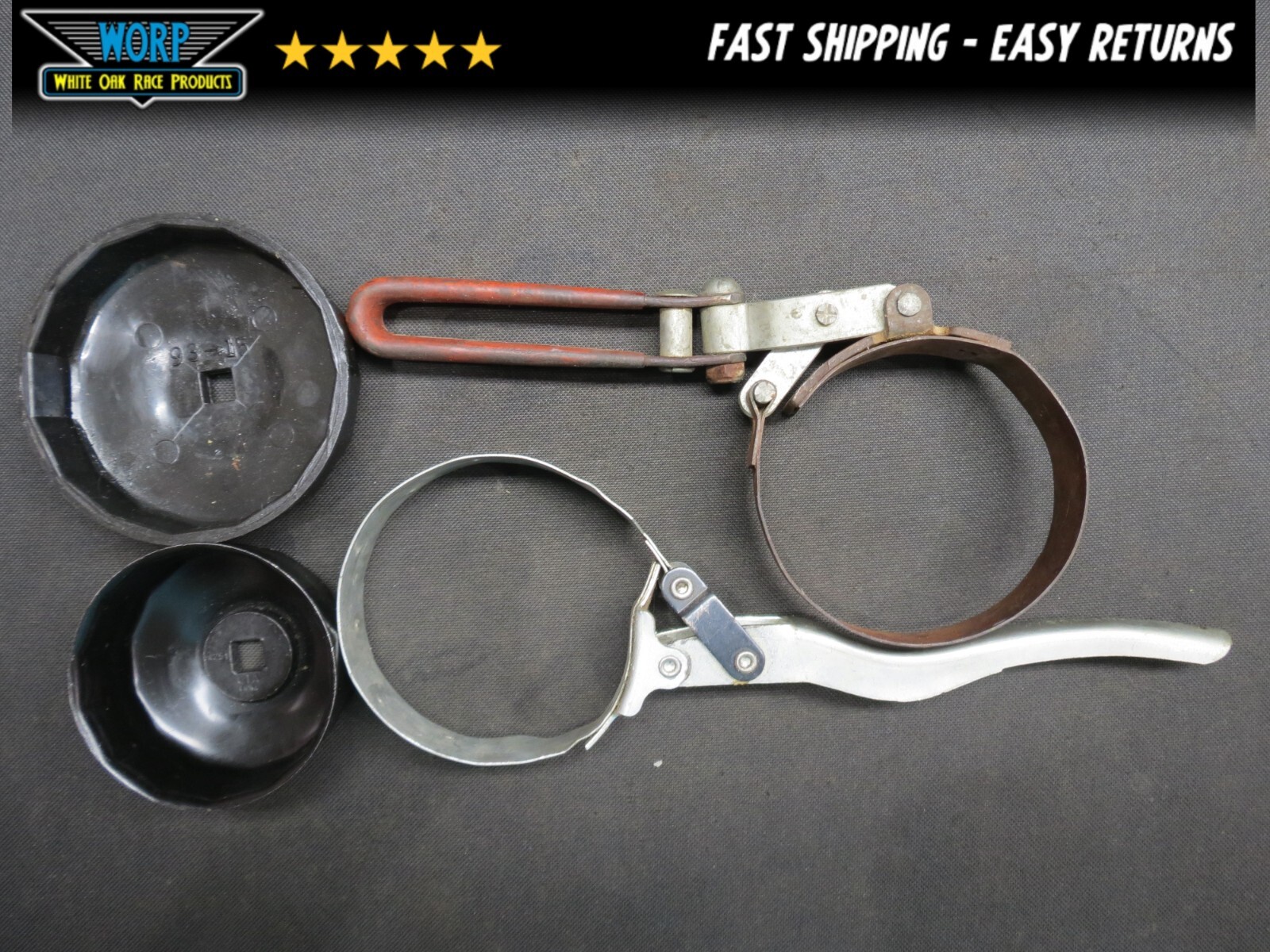 VINTAGE USA OIL FILTER REMOVAL TOOL BAND WRENCH 4 PIECES KD 3082