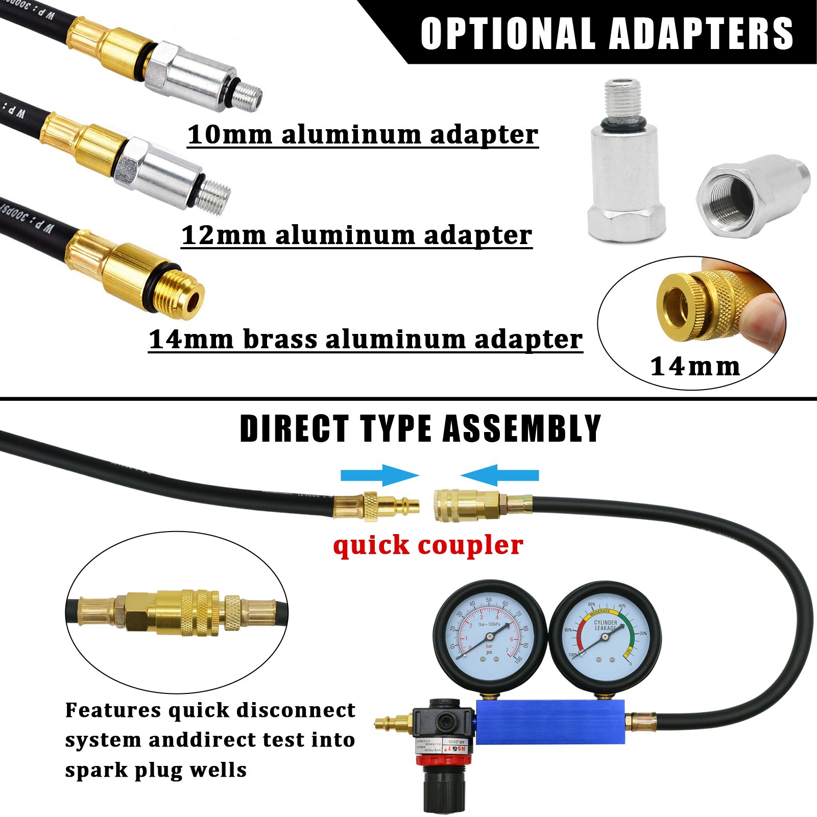 Professional Cylinder Leakage Tester TU-21 Compression Leakage Tester Tool Kit