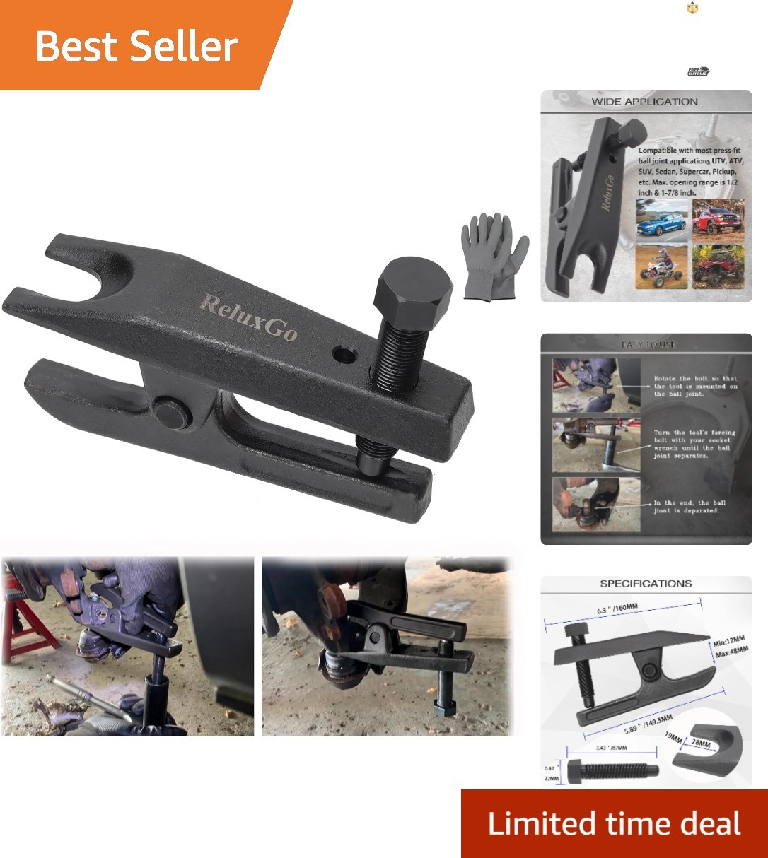 Durable Ball Joint Separator – 2-Stage Adjustable Tool for Vehicle Repairs