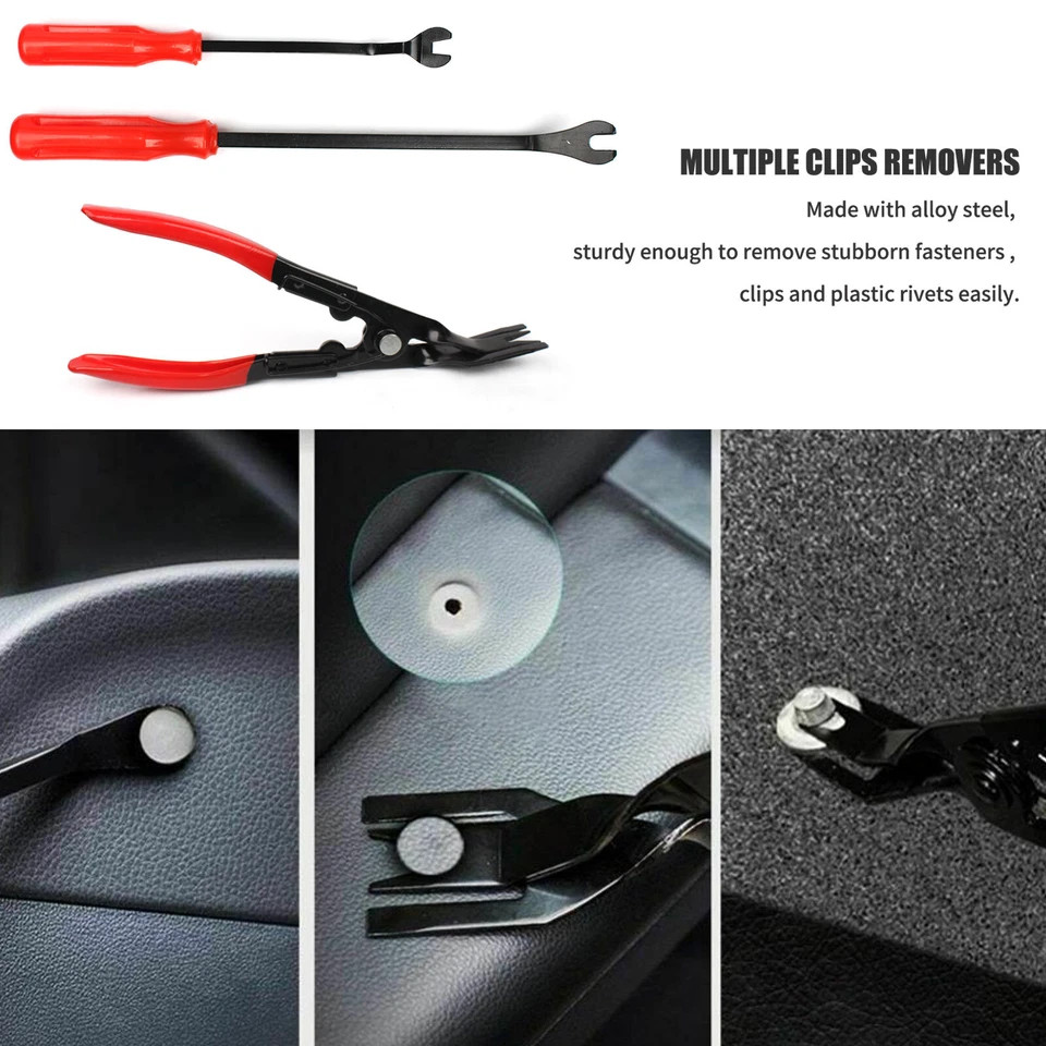 3PCS Auto Clip Pliers Set Fastener Remover Car Trim Rivet Removal Pry Tool
