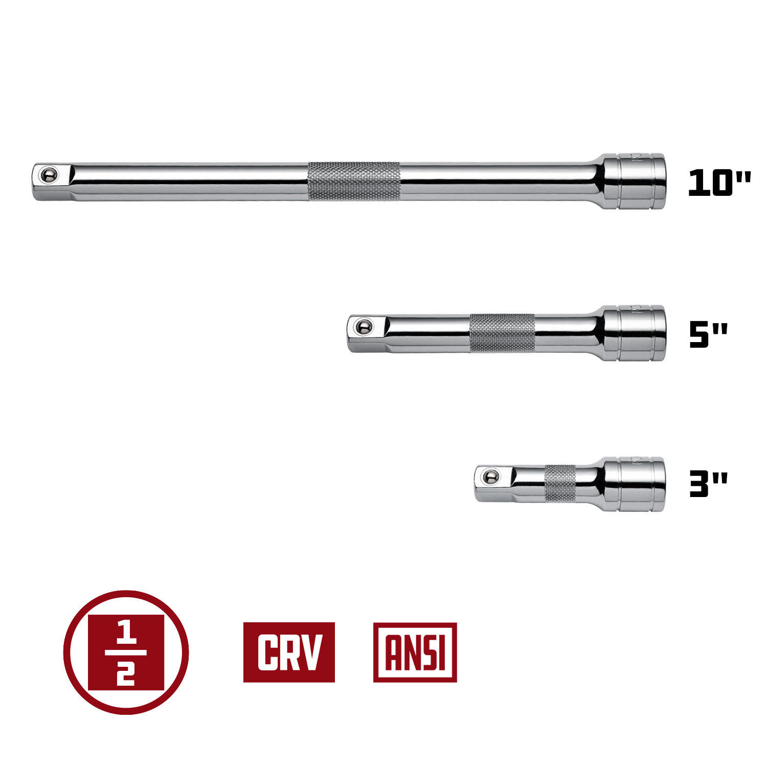 Powerbuilt 3 Piece 1/2 Inch Drive Socket Extension Bar Set – 640846