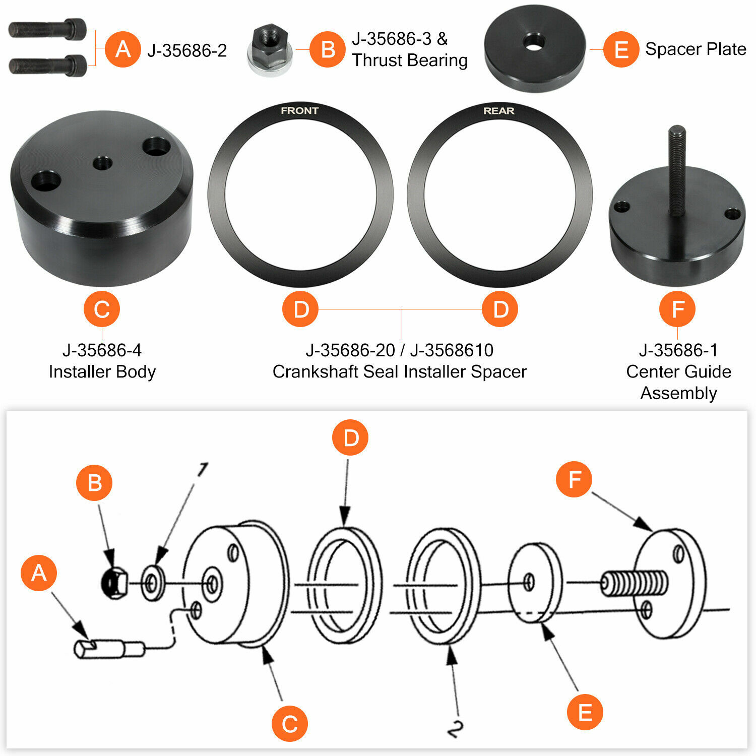 J-35686-B Front & Rear Seal Wear Sleeve Installer For Detroit Diesel Series 60