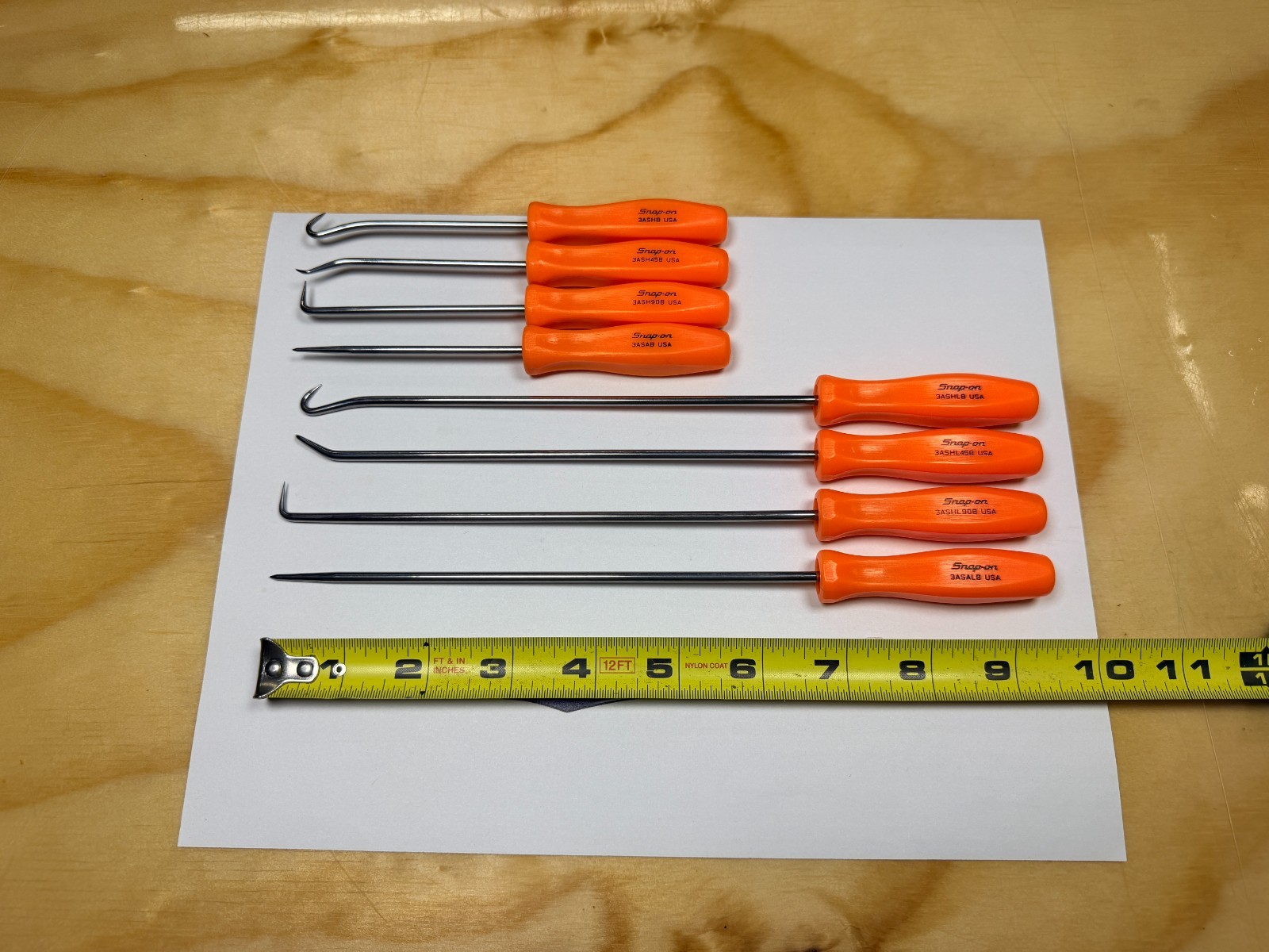 Snap-on Tools USA NEW ORANGE 8pc Mini Hard Grip Short & Long Master Pick Set