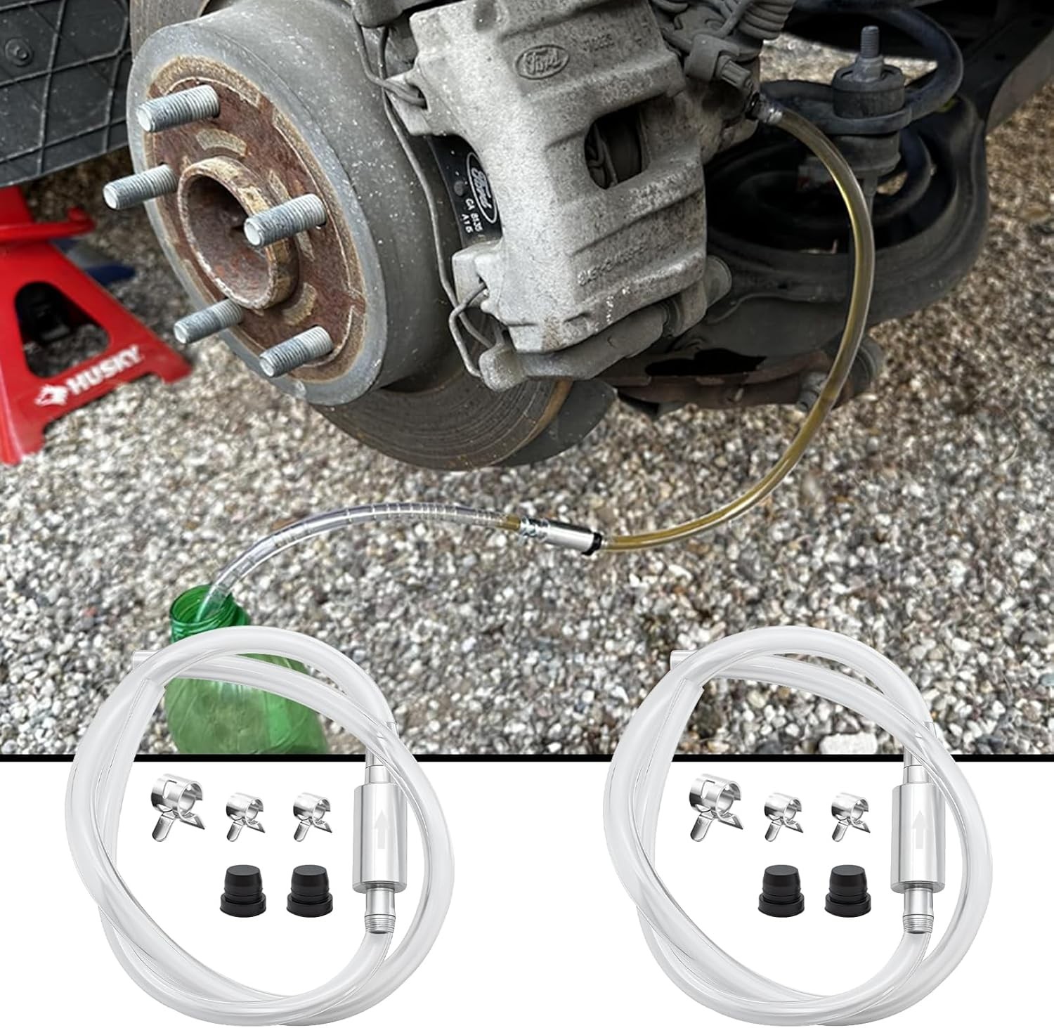 1-200 Set Brake Bleeder Hose, One Way Check Valve Tube Bleeding Tool Kit Silver