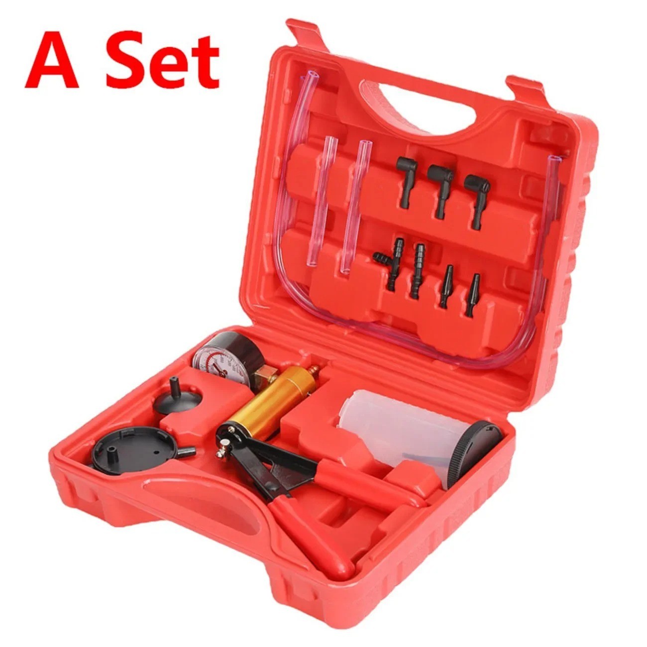 Hand Held Vacuum Pressure Pump Tester Set Brake Fluid Bleeder Bleeding Kit +Box