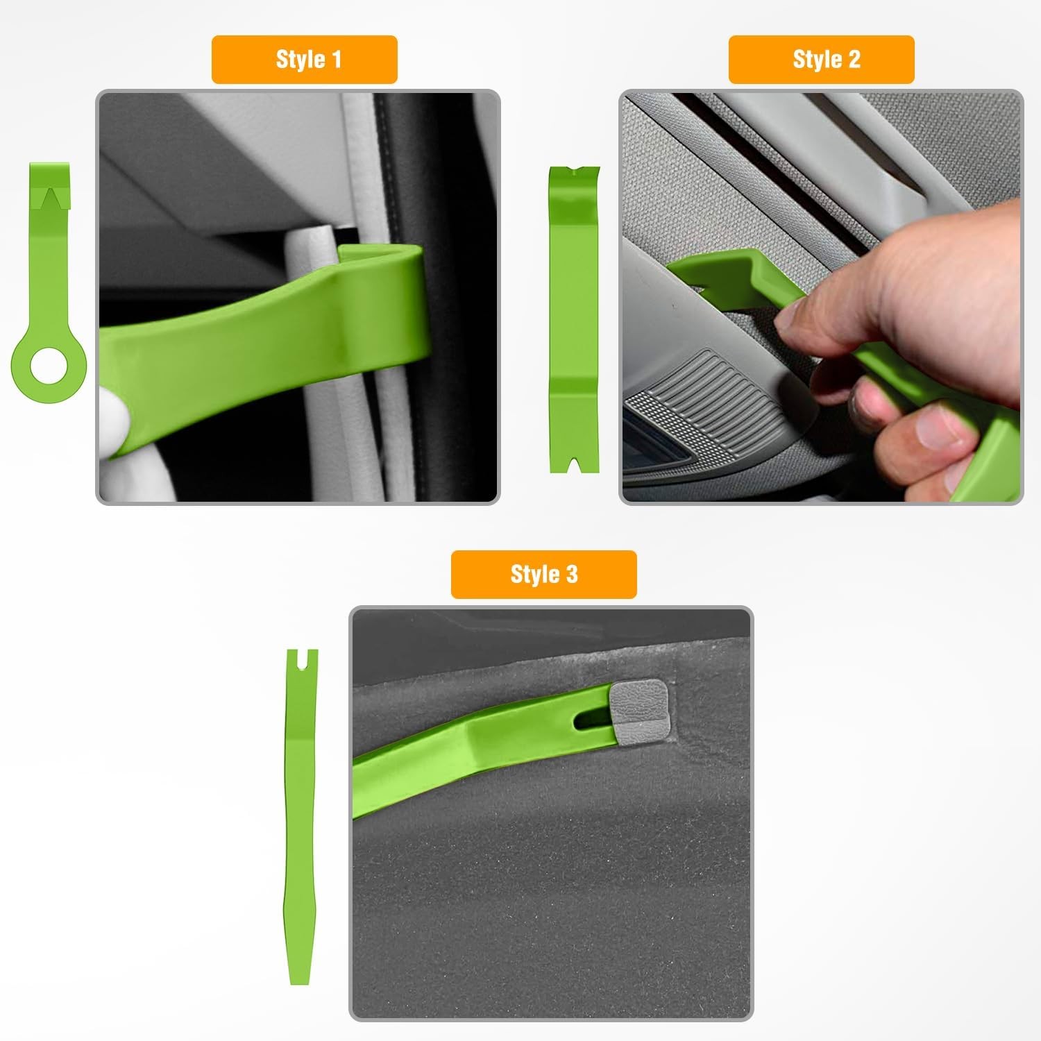 8PCS Trim Fastener Removal Tool Kit Universal For Car Audio Dash Panel-Green