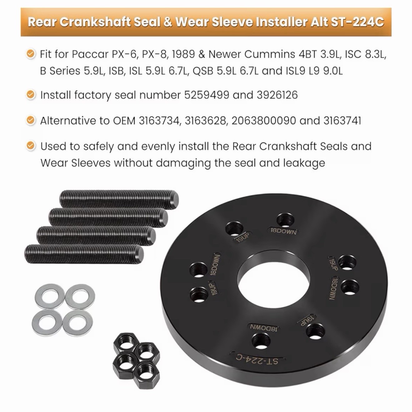 Front & Rear Crankshaft Seal Remover For Paccar PX-6 *LIGHT DAMAGE L👀K*