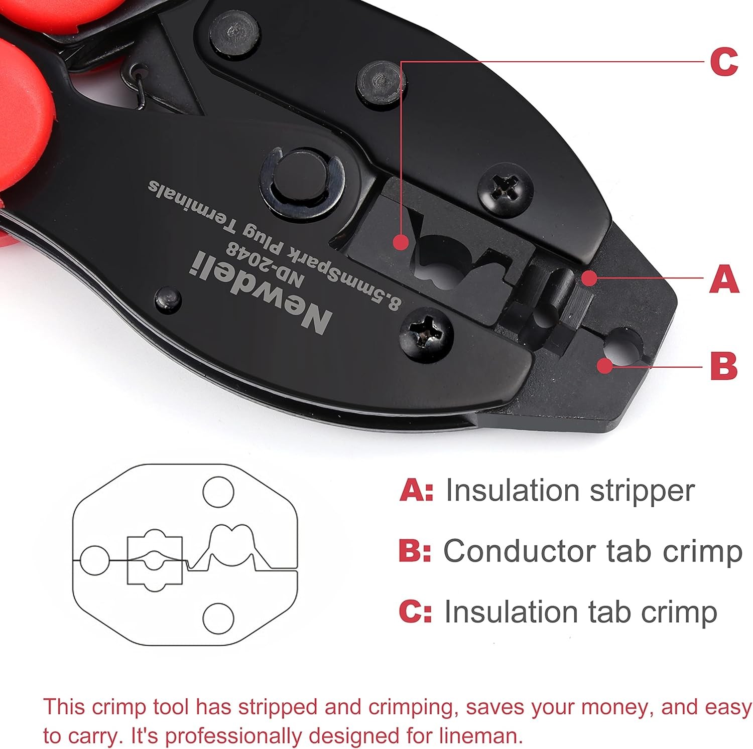 Spark Plug Wire Crimper, Newdeli Crimping Pliers for 11*6*1.25 inc, Red, Blue