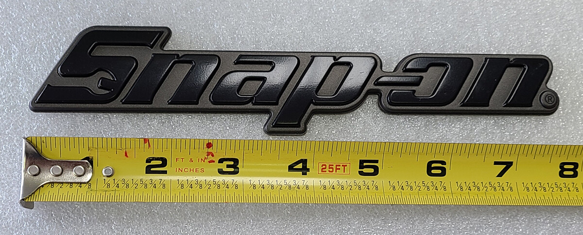 NEW STYLE BLACK GRAY SNAP ON ™ TOOL BOX 3D TOOL BOX BADGE LOGO EMBLEM 8” Lenght
