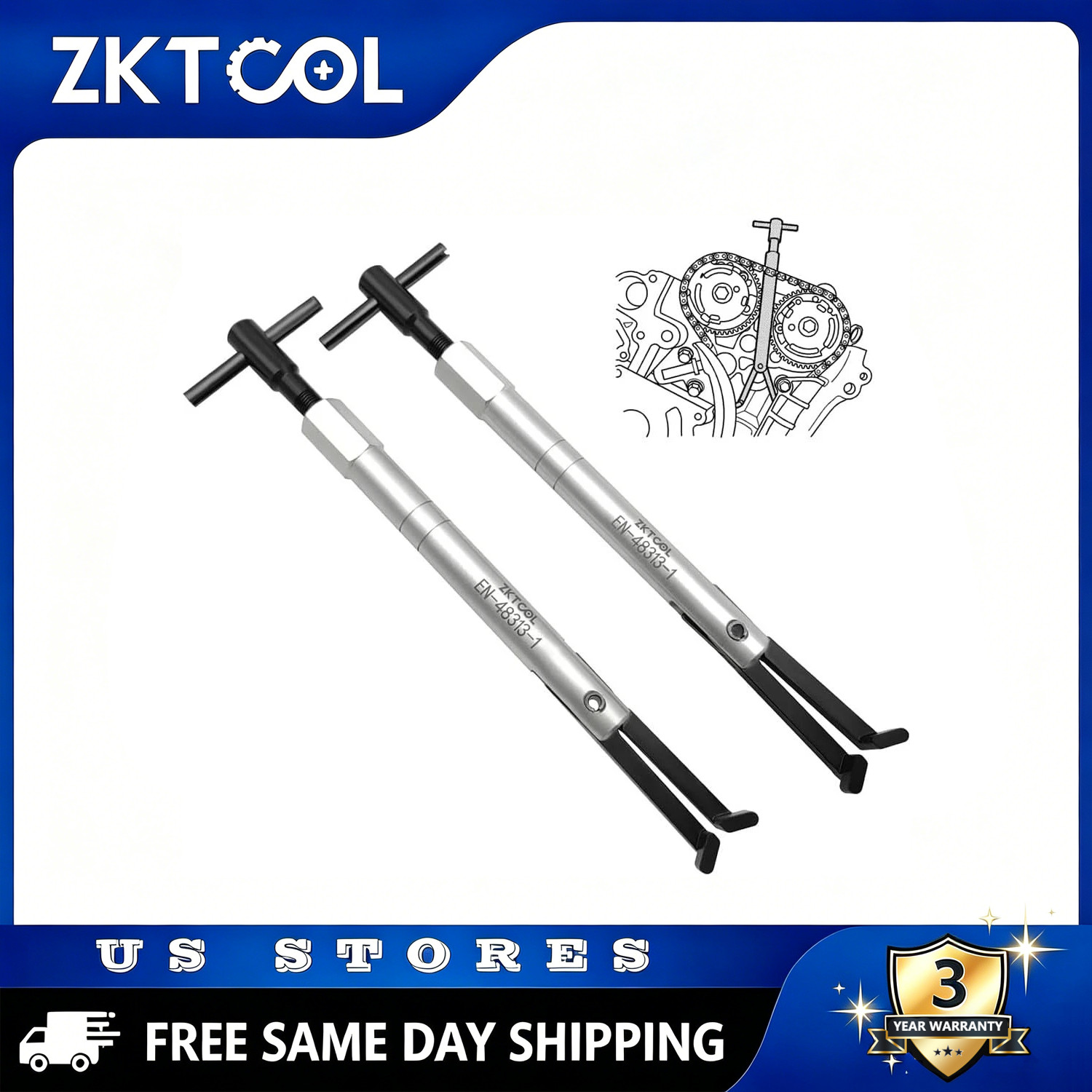 EN-48313-1 2pcs Timing Chain Retainer Tool for 3.6L GM Cadillac Chevy Buick etc