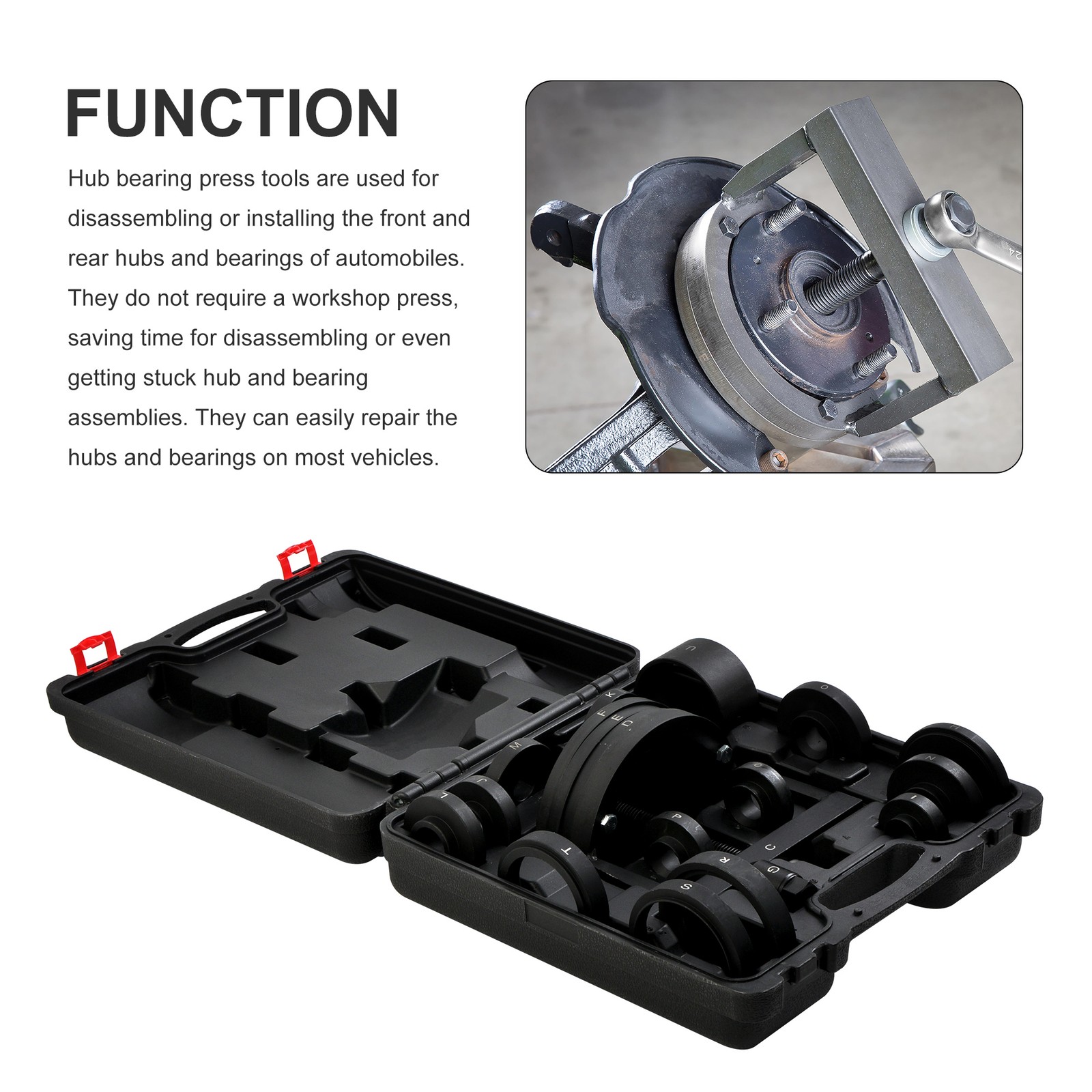 Master Wheel Hub & Bearing Removal and Installation Tool Set C to U Sizes 19pcs