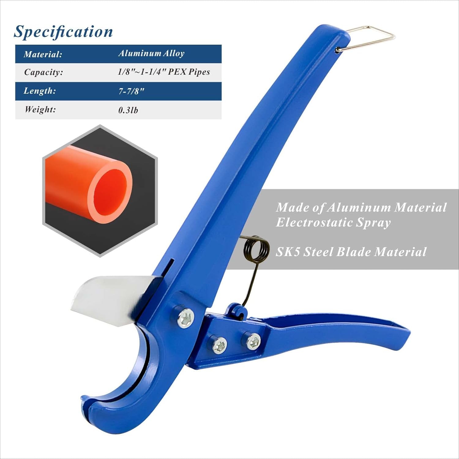 PEX Pipe Clamp Cinch Tool Crimping Crimper for Stainless Steel Blue