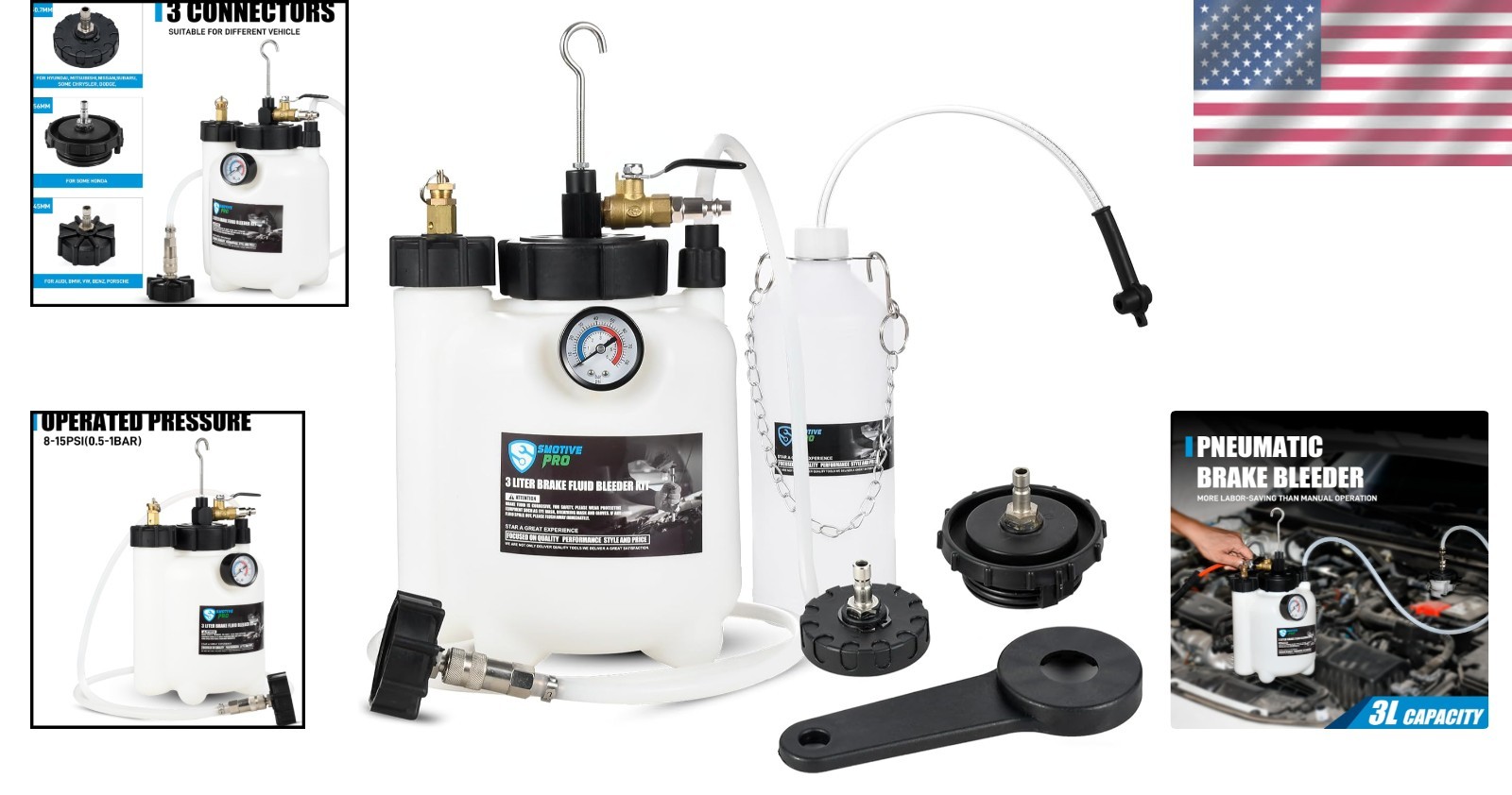 Complete 3L Pneumatic Brake Bleeder Set – Durability & Efficiency Guaranteed