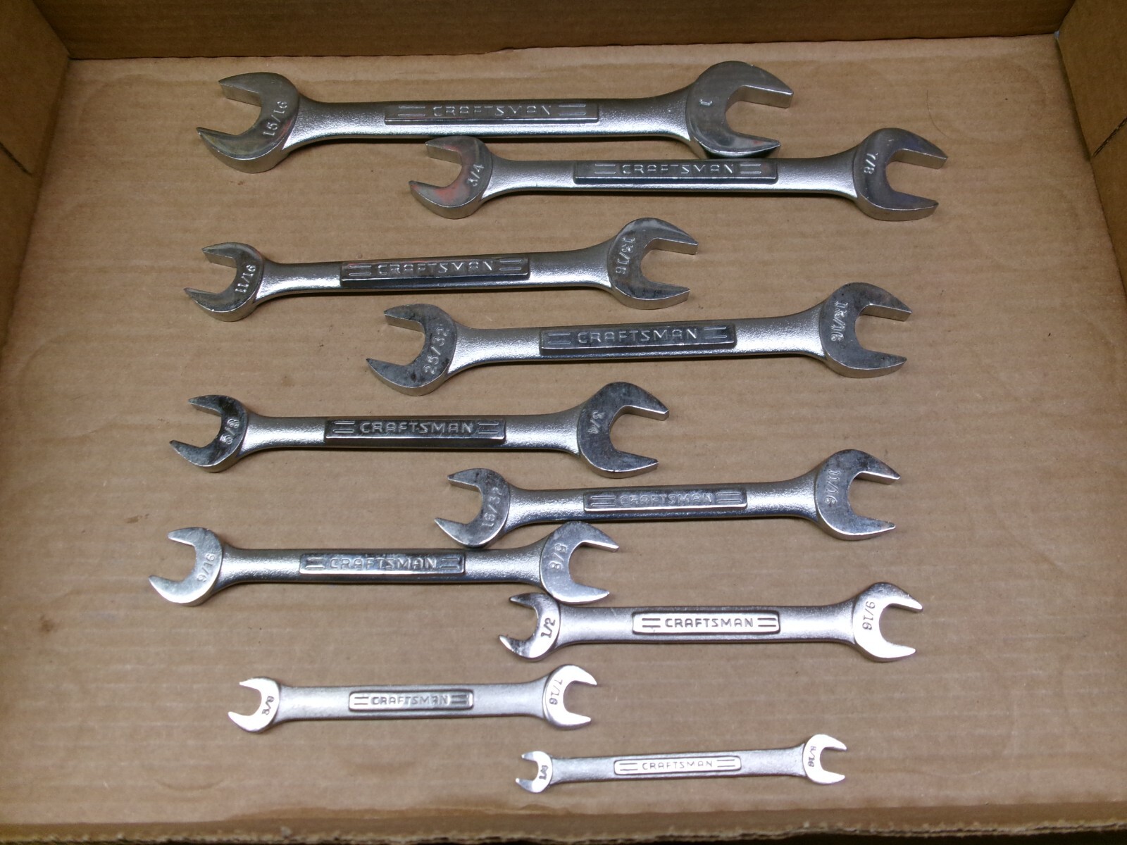 Craftsman USA 10-Piece SAE Double Open End Wrench Set 1/4 – 1″ NOS