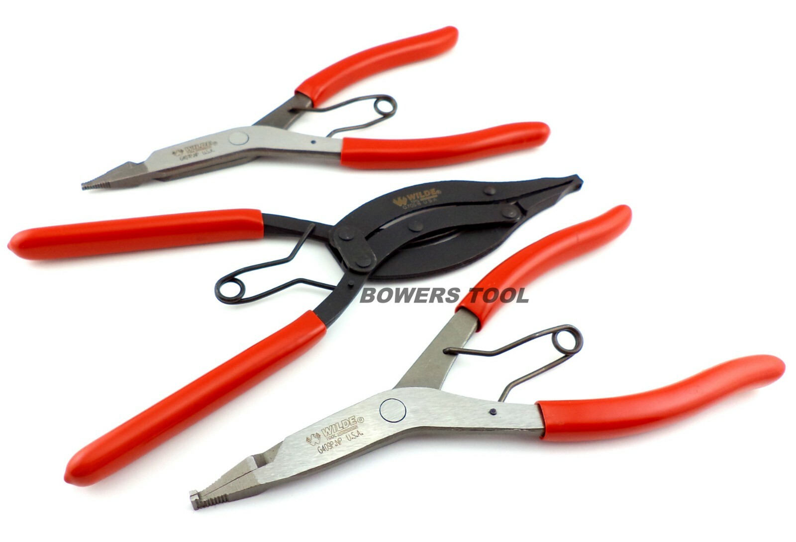 Wilde Tool 3pc Lock Ring Pliers Set Compound Right Angle 90 Straight MADE IN USA