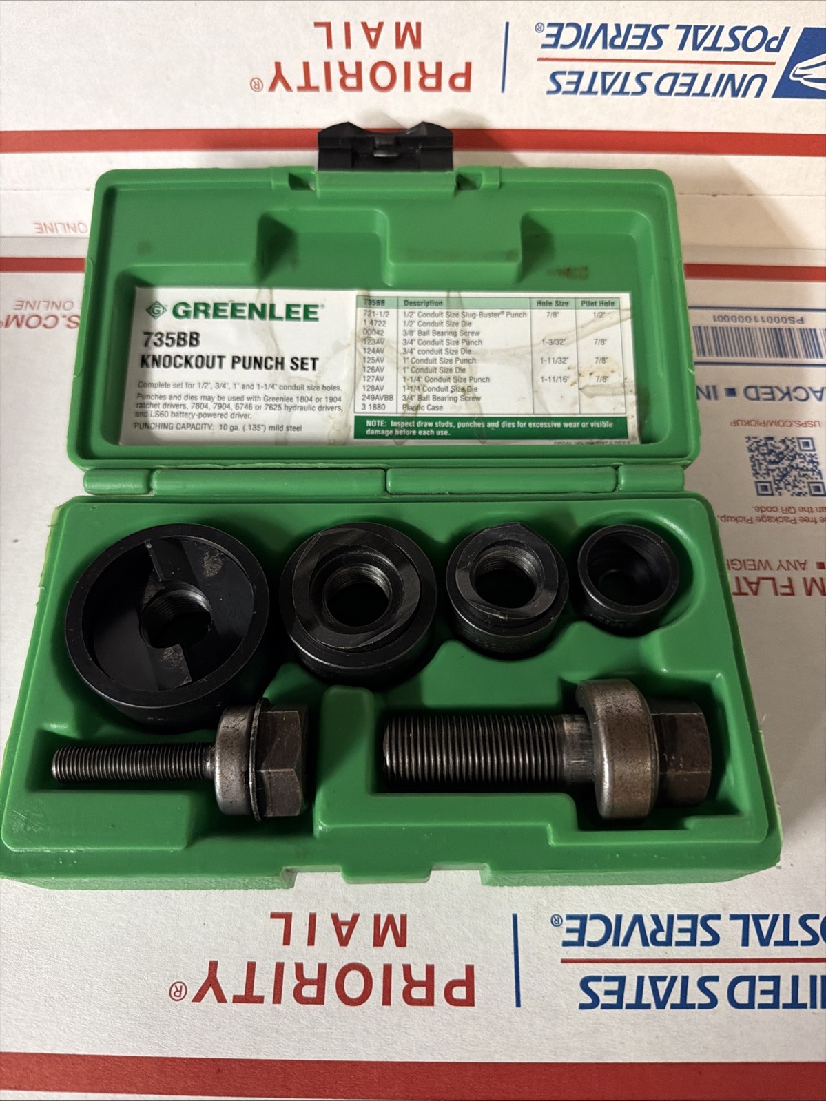Greenlee Ball Bearing Knock Out Punch Set 735BB