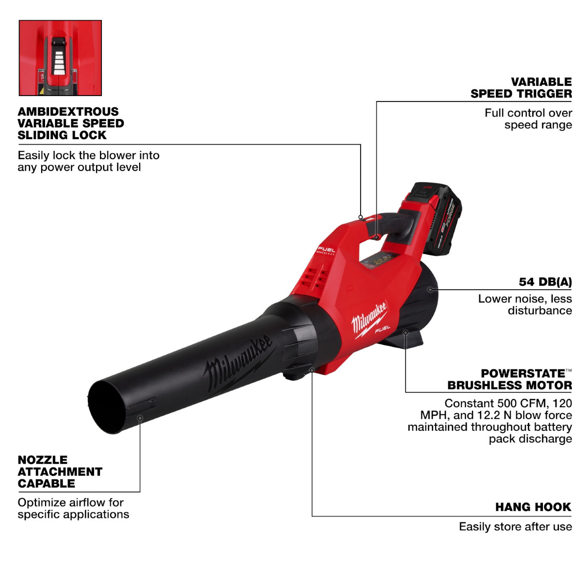 Milwaukee Tool M18 FUEL 120 MPH 500 CFM 18V Brushless Cordless Battery Powered L