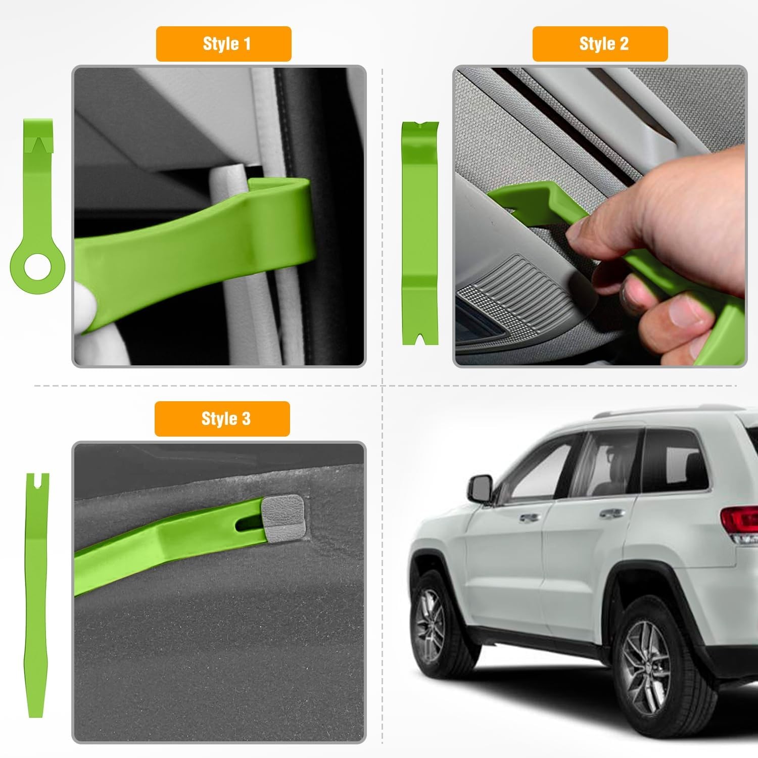 8PCS Trim Fastener Removal Tool Kit Universal For Car Audio Dash Panel-Green