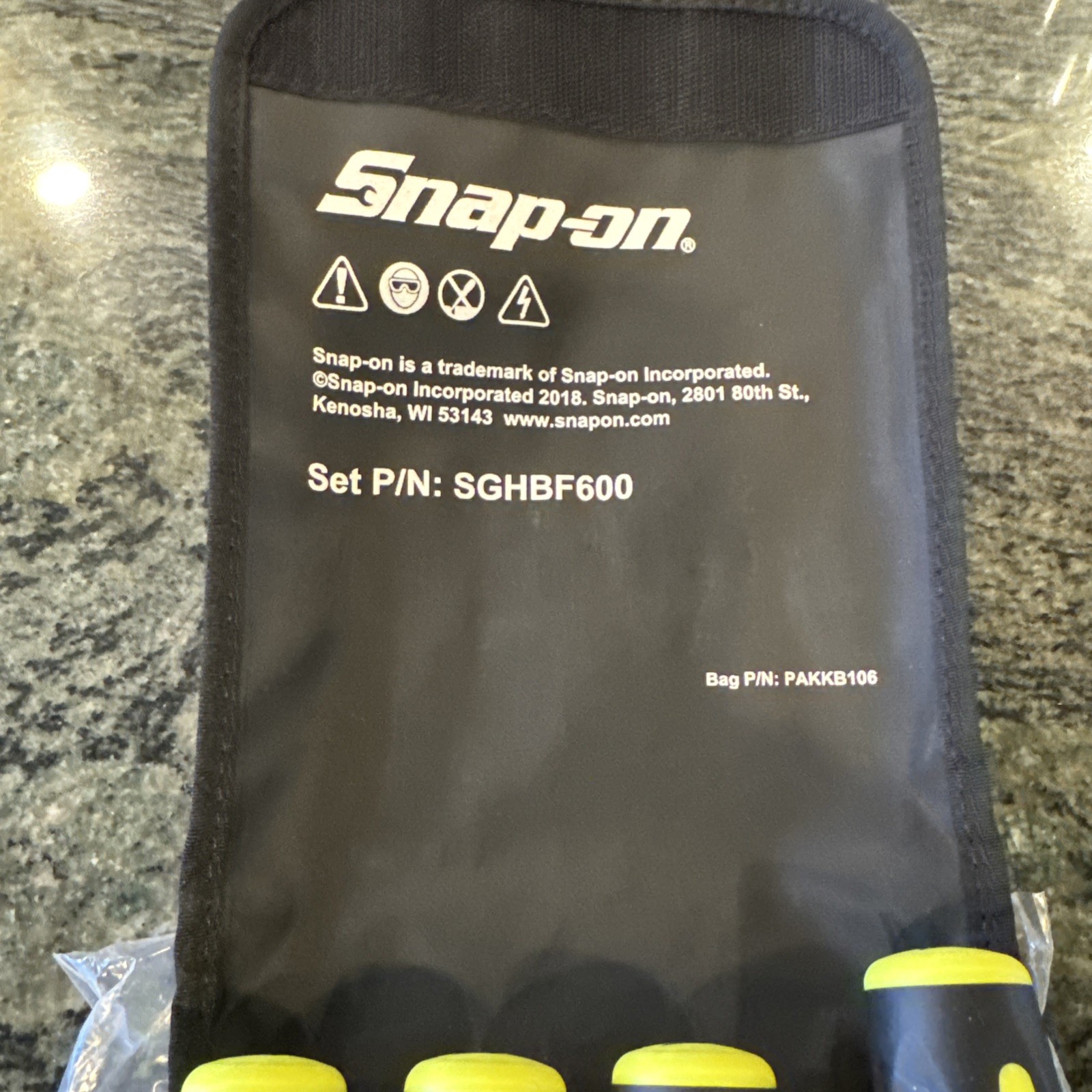 snap on sghbf600ahv hi viz 4 pc file handle set with pouch new