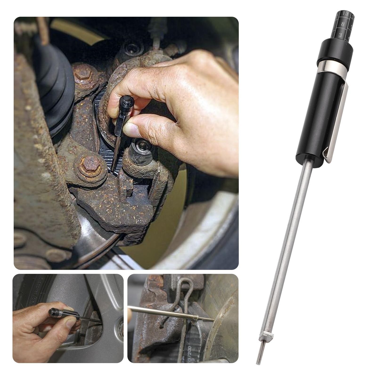 Brake Pad Measuring Tool, Brake Pad Thickness Gauge with Scale Brake Pad Gaug…