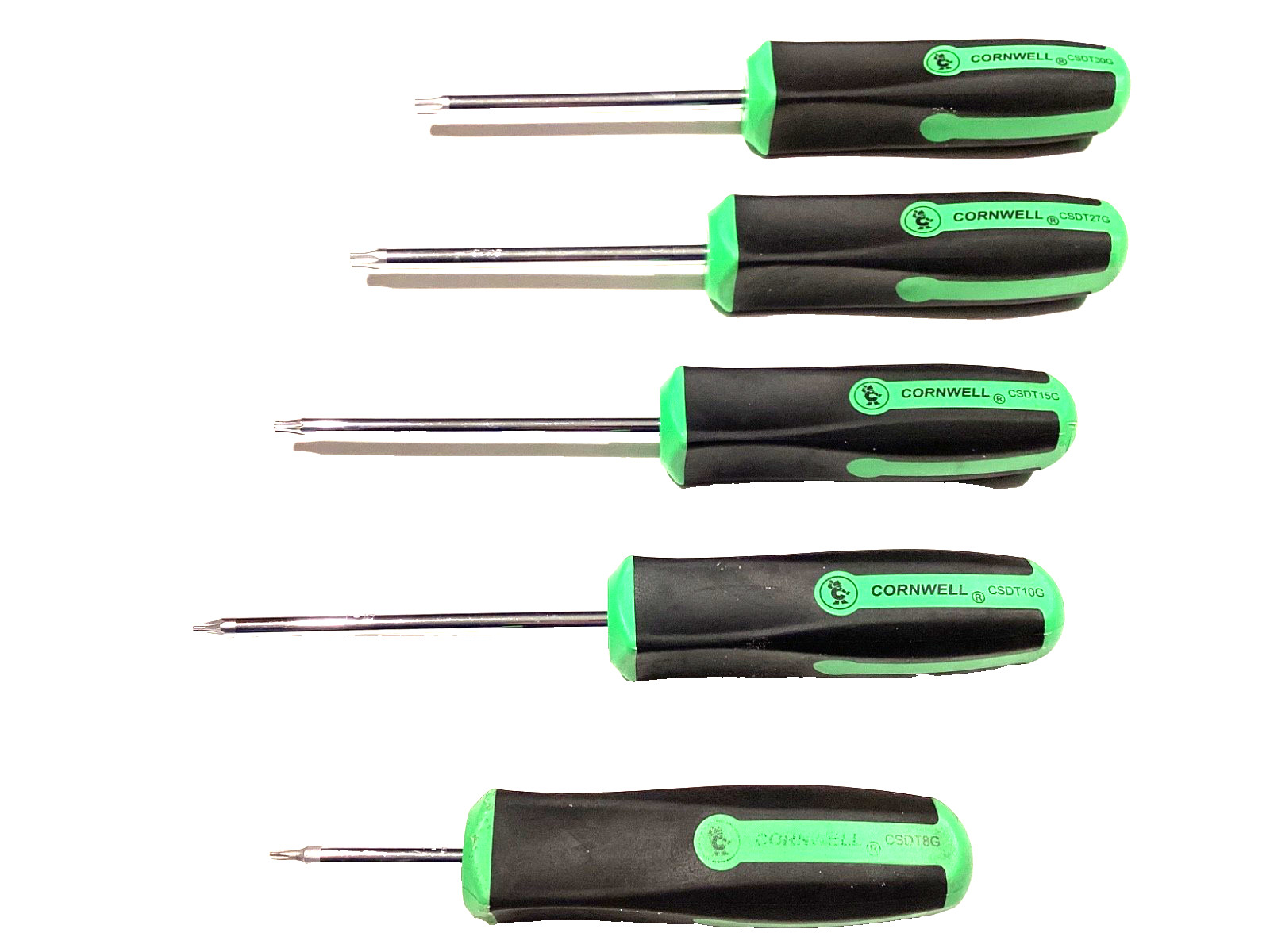 Cornwell Tools 5 Piece GREEN Handle Torx Screwdriver Set T8 To T30 NICE