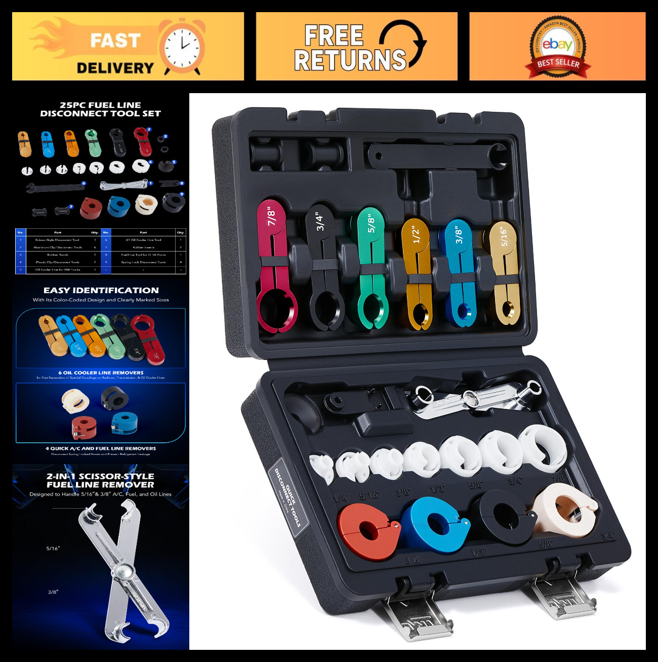 25pc Quick Disconnect Tool Set for A/C, Fuel & Transmission Systems – Mechanics