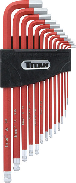 Titan 12713 13-Piece SAE Extra Long Ball End Hex Key Set,Red – SAE Ball End