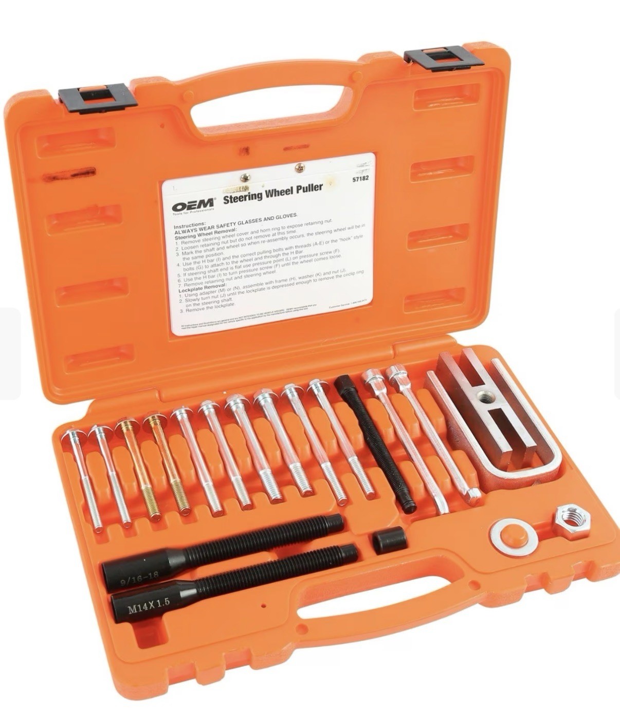 OEM TOOLS 57182 Steering Wheel Puller Set with Storage Case