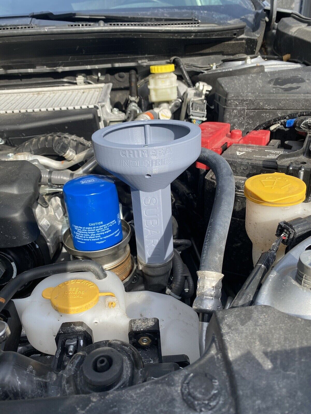 No Spill Threaded Oil Funnel for Turbo Subaru – Vented Flow & Magnetic!