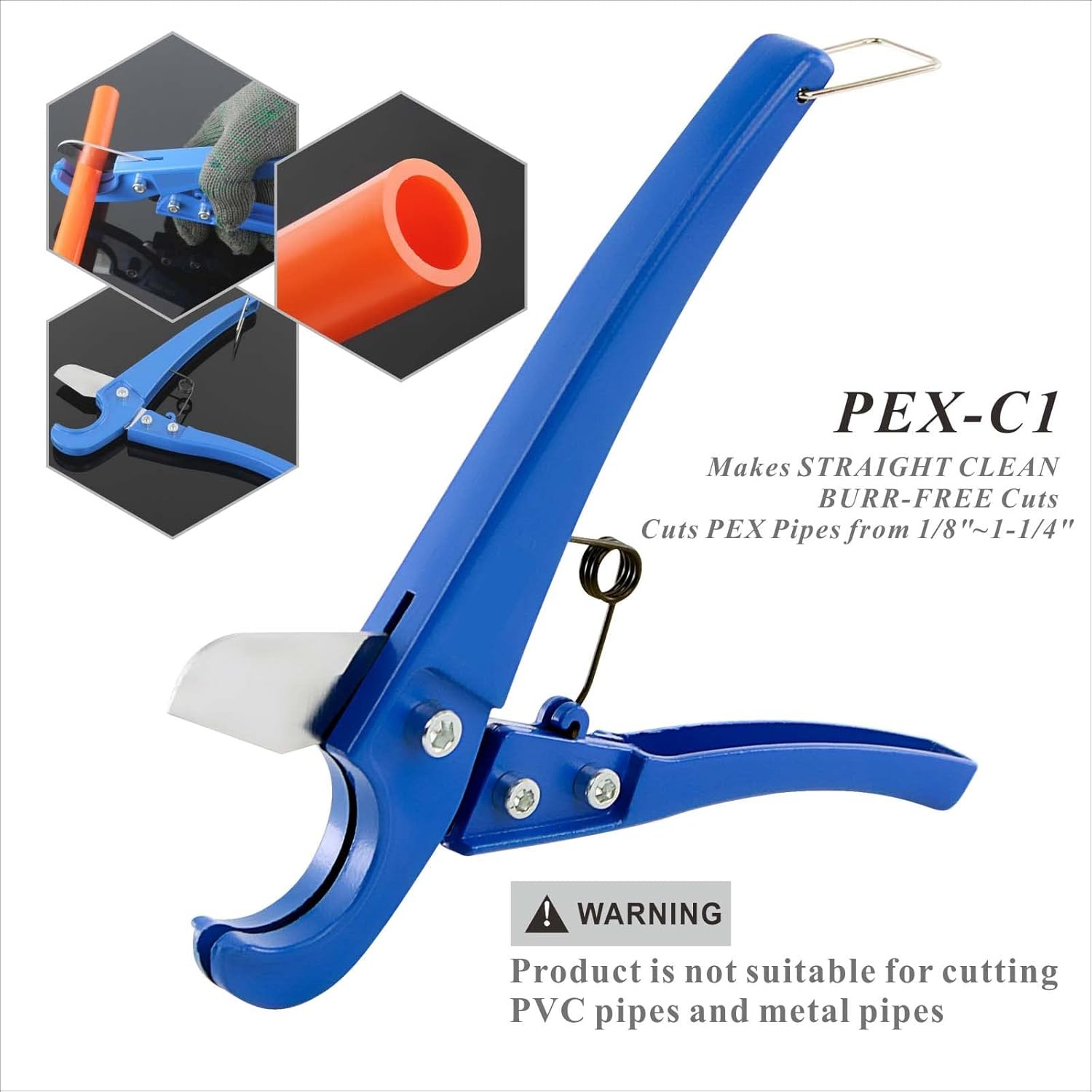 PEX Pipe Clamp Cinch Tool Crimping Crimper for Stainless Steel Blue