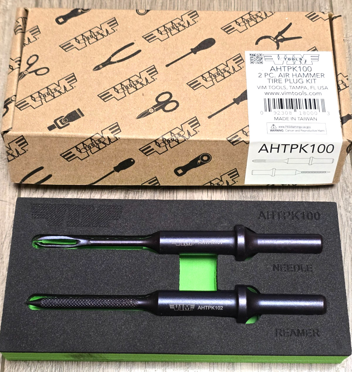 Vim Tools .401 Air Hammer Tire Plug & Reamer Bit Set #AHTPK100