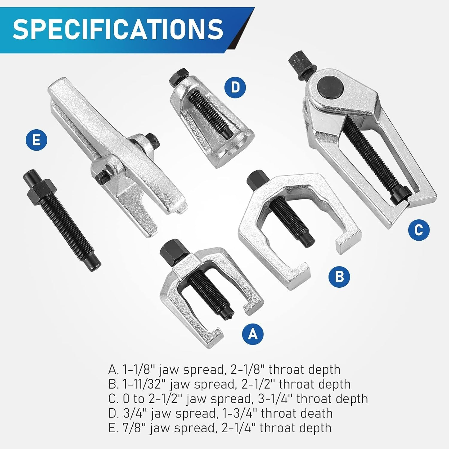 Versatile 5-Piece Front End Service Tool Set – Pitman Arm & Ball Joint Pullers