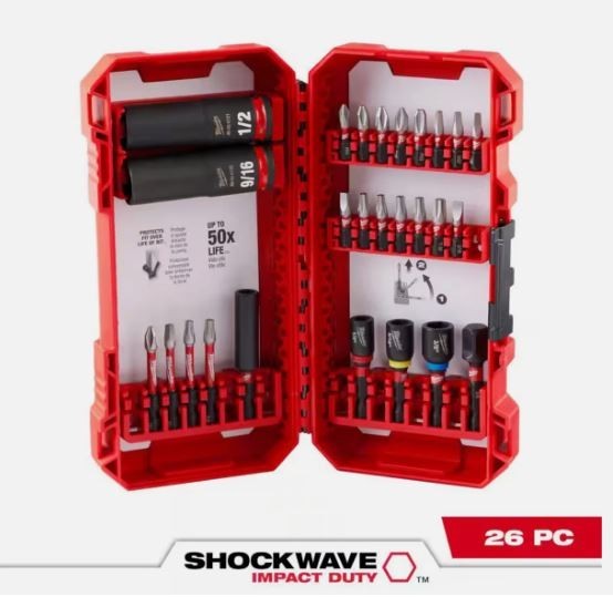 Milwaukee 26PC Drill Impact Duty Drive and Fasten Bit Set SHOCKWAVE 48-32-4408